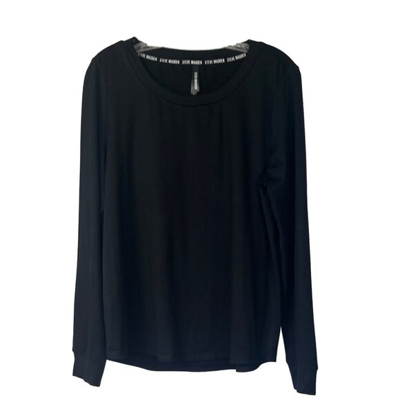 Steve Madden Long Sleeve Shirt Womens Large Black - Picture 1 of 7